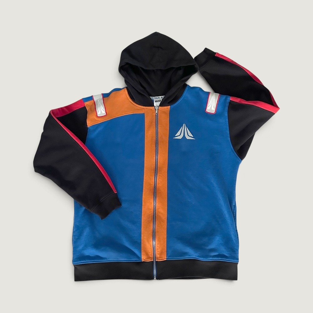 Star Wars Resistance Zip Hoodie Mens L Colorblock Fleece Disney Geek